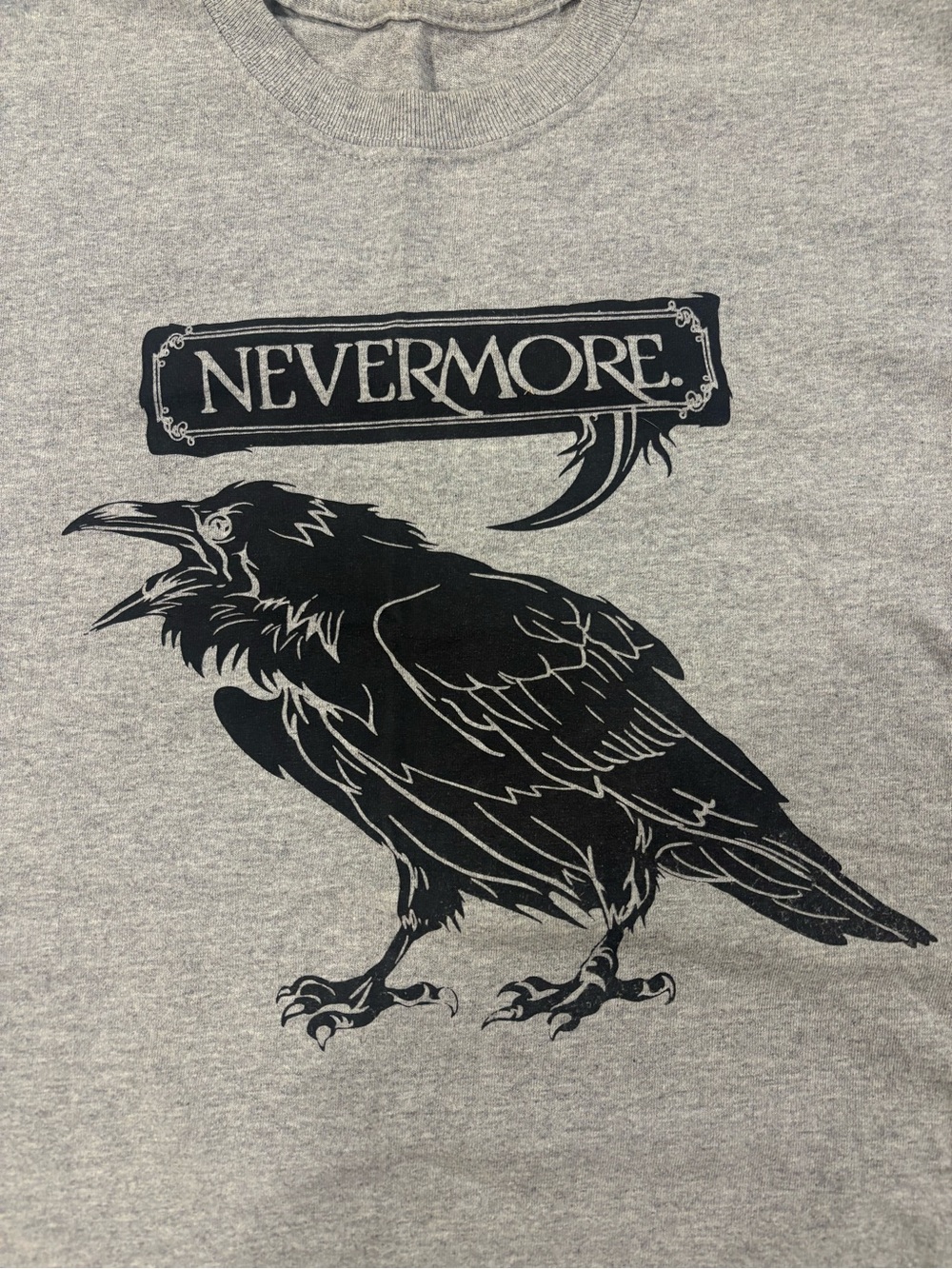 Nevermore Grey Graphic Tee - Raven Print